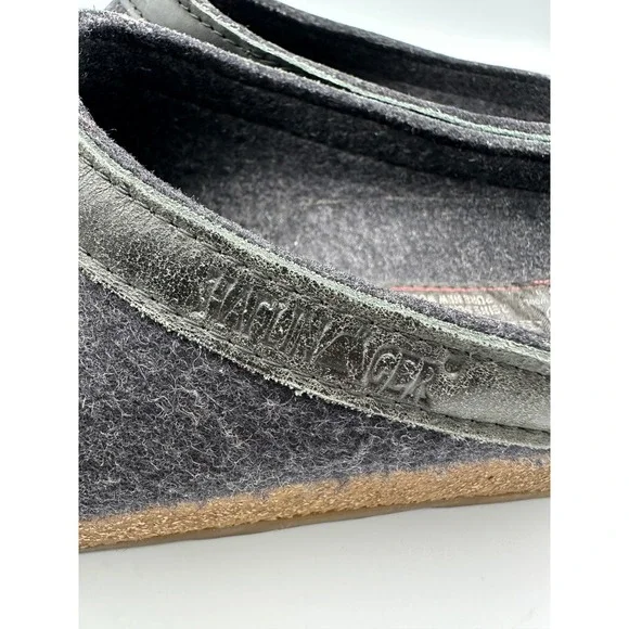 Haflinger Grizzly Wool Clogs Charcoal Grey Cork Sole Leather Shoes W9 M7 EU 40 - Picture 11 of 11